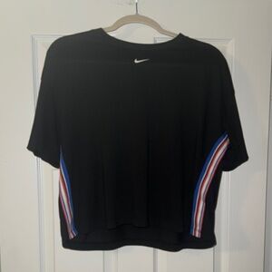 Nike Black Boxy Crop Top with Red Accents